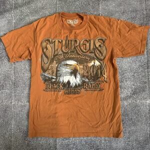 Men's 2014 Sturgis Black Hills Motorcycle Rally Orange Eagle T Shirt Tee Sz S
